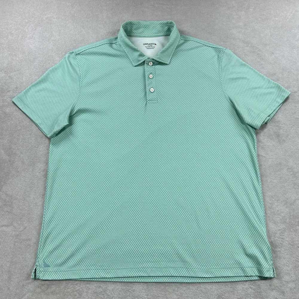 UNTUCKit Polo Shirt Mens XL Light Green Wrinkle Free Supima Cotton Summer Casual - Picture 2 of 8